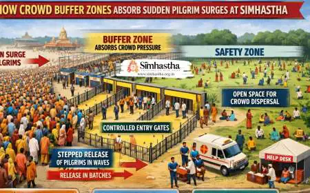 How Crowd Buffer Zones Absorb Sudden Pilgrim Surges at Simhastha